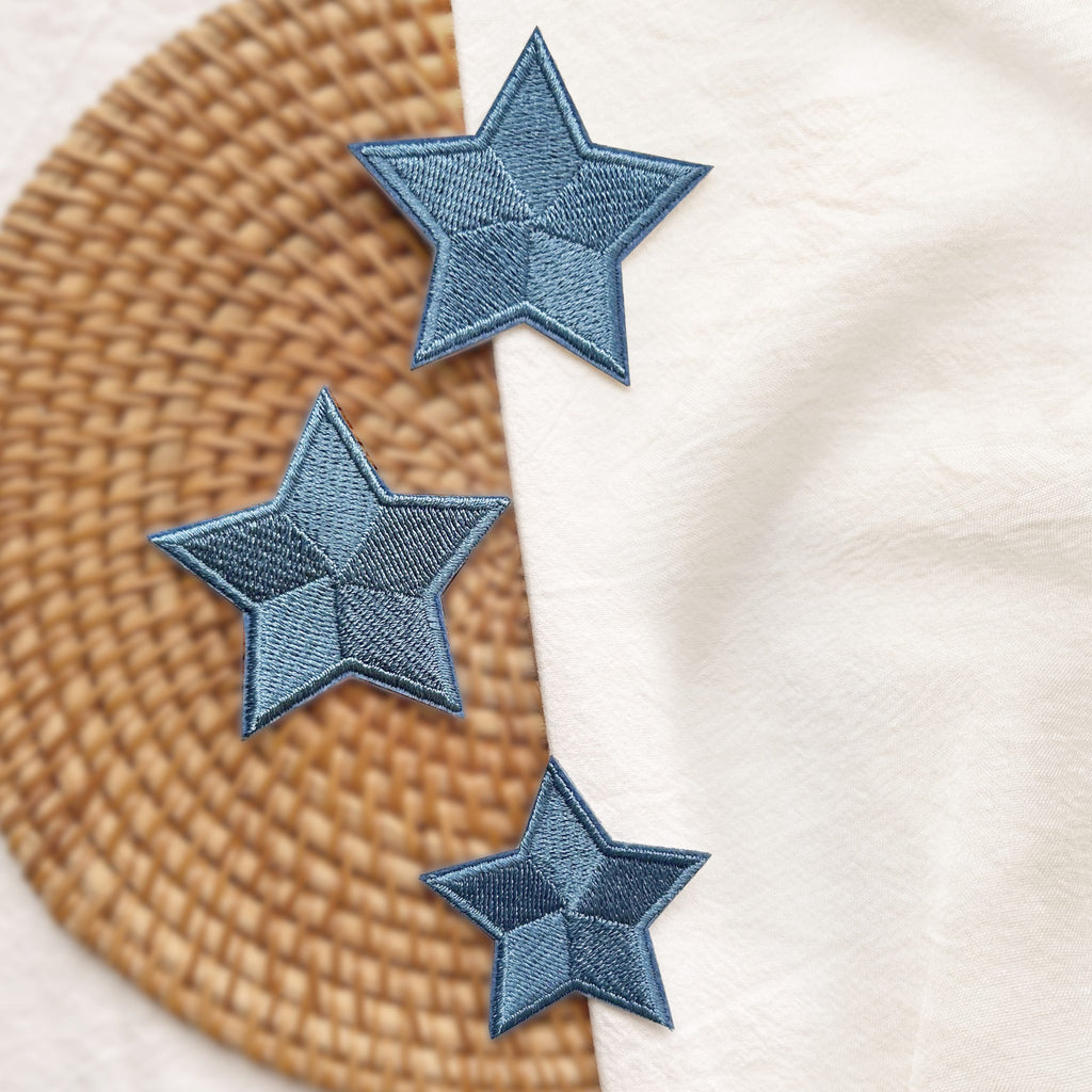 1989 Blue Star Embroidery Patches 3pcs