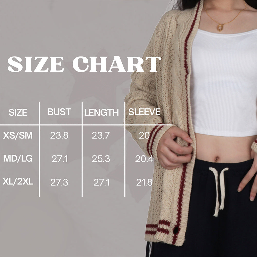 Red Star TS Embroidery Knitting Beige Cardigan