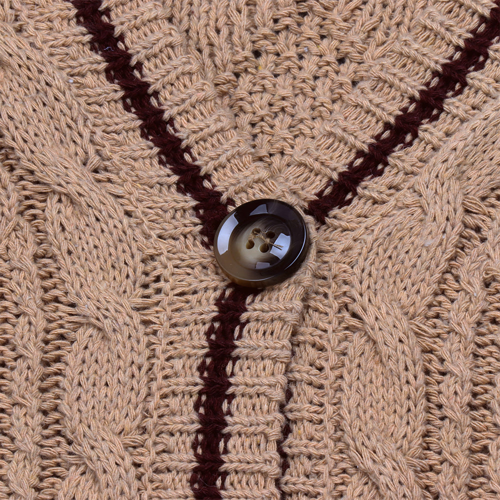 Red Star TS Embroidery Knitting Beige Cardigan