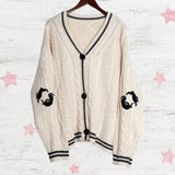Harry Bunny Embroidery Knitting White Cardigan