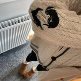 Harry Bunny Embroidery Knitting White Cardigan