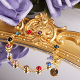 Colored Gemstones Gold Bracelet (with Box,14-21cm)
