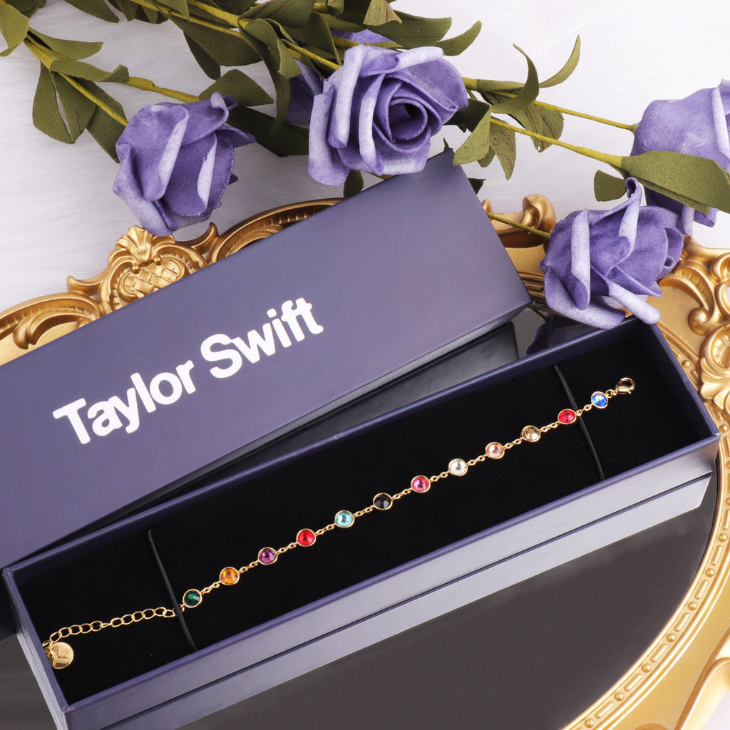 Colored Gemstones Gold Bracelet (with Box,14-21cm)