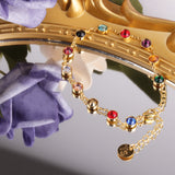 Colored Gemstones Gold Bracelet (with Box,14-21cm)