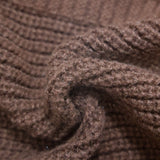 Flower House Embroidery Knitting Brown Cardigan