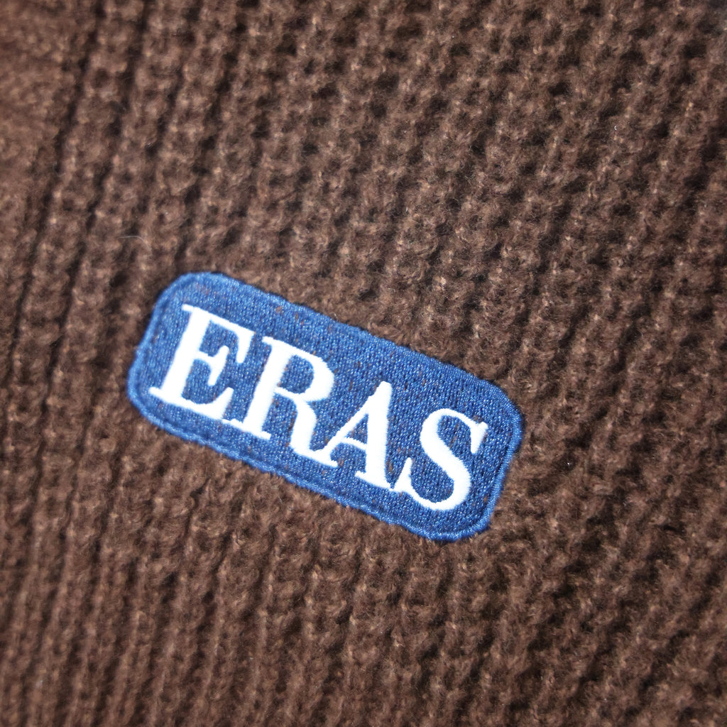 Flower House Embroidery Knitting Brown Cardigan