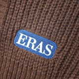 Flower House Embroidery Knitting Brown Cardigan