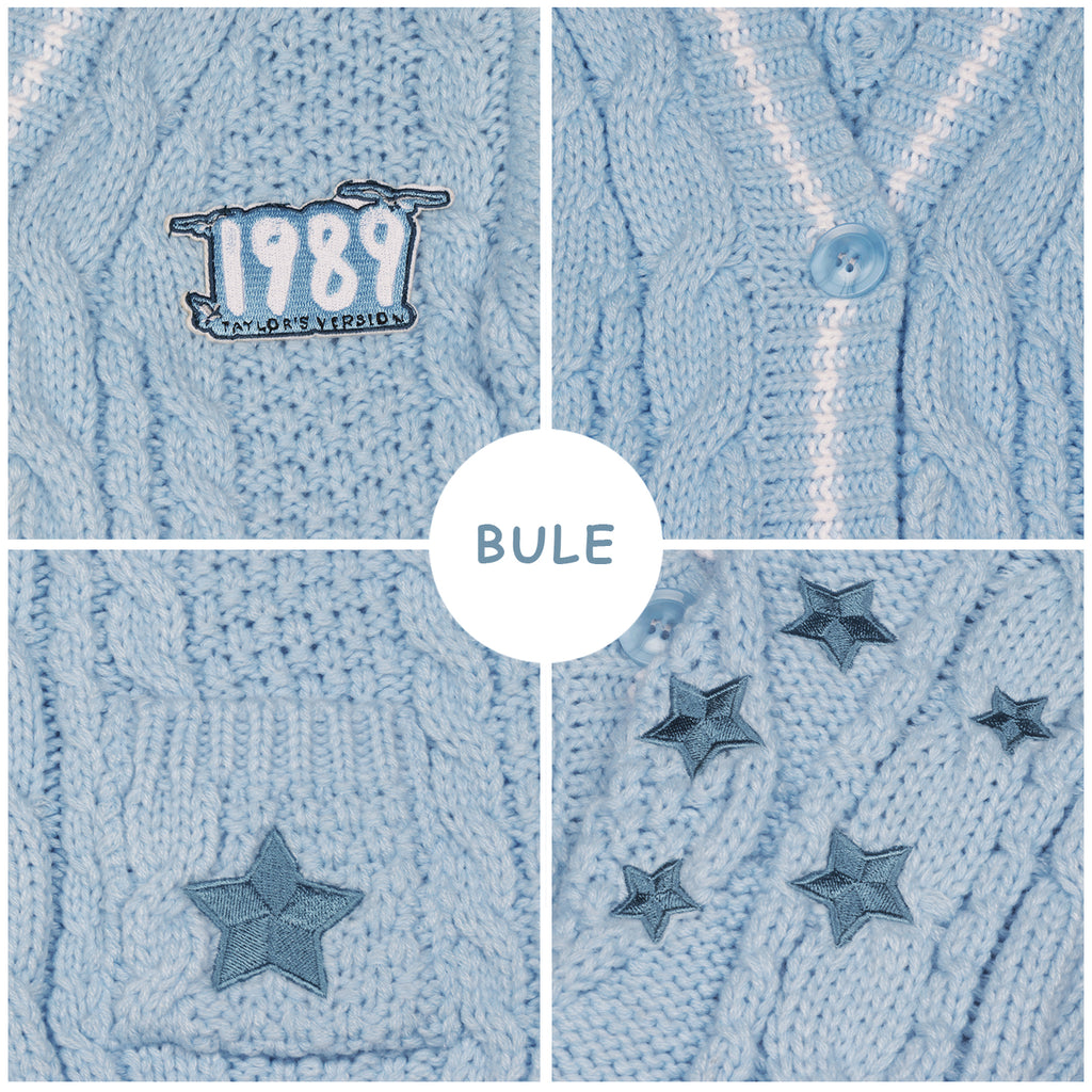 Blue Stars 1989 Knitting Kids Cardigan
