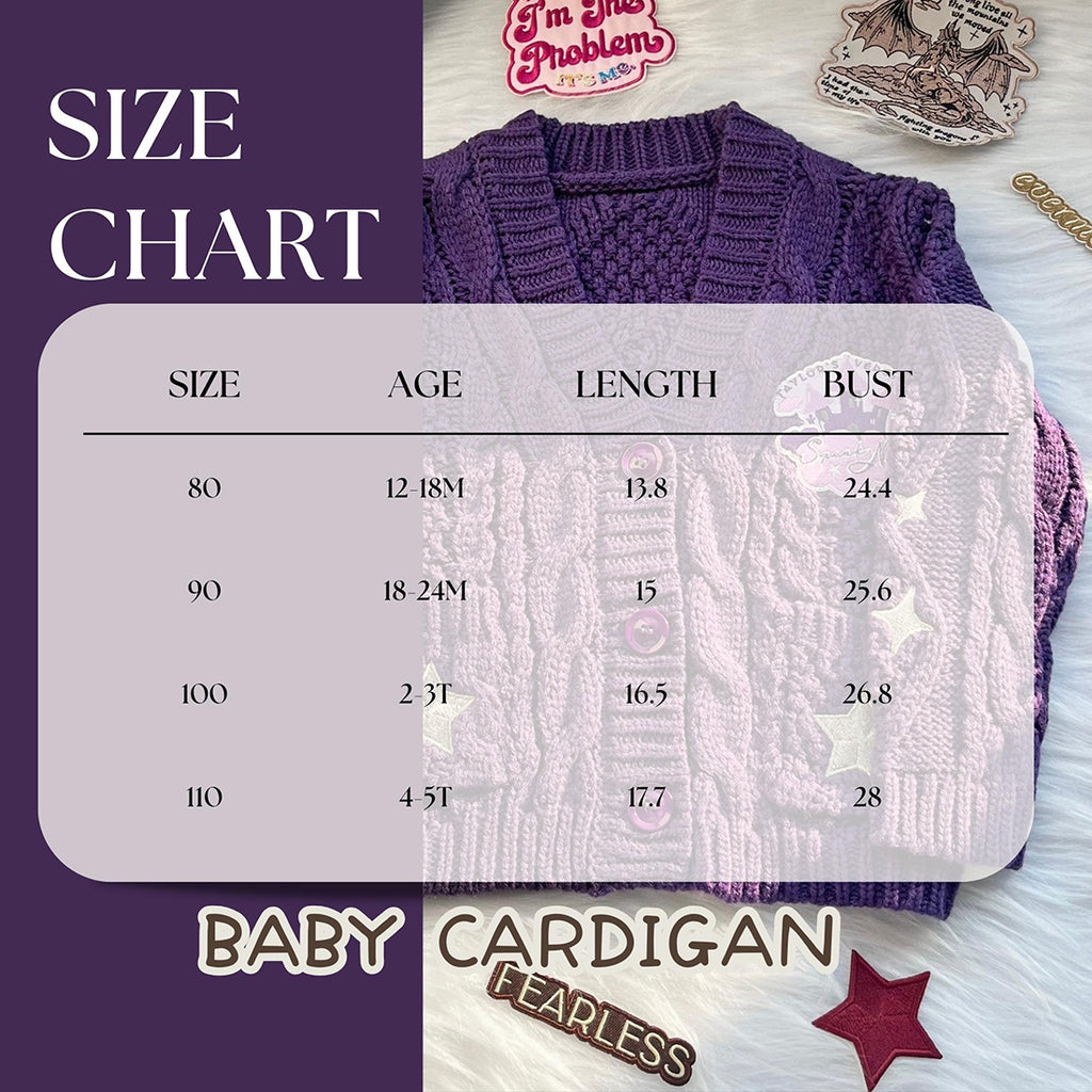 Speak Now Stars Knitting Kids Purple Cardigan