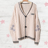 Silver Star Folklore Embroidery Knitting Cream Cardigan