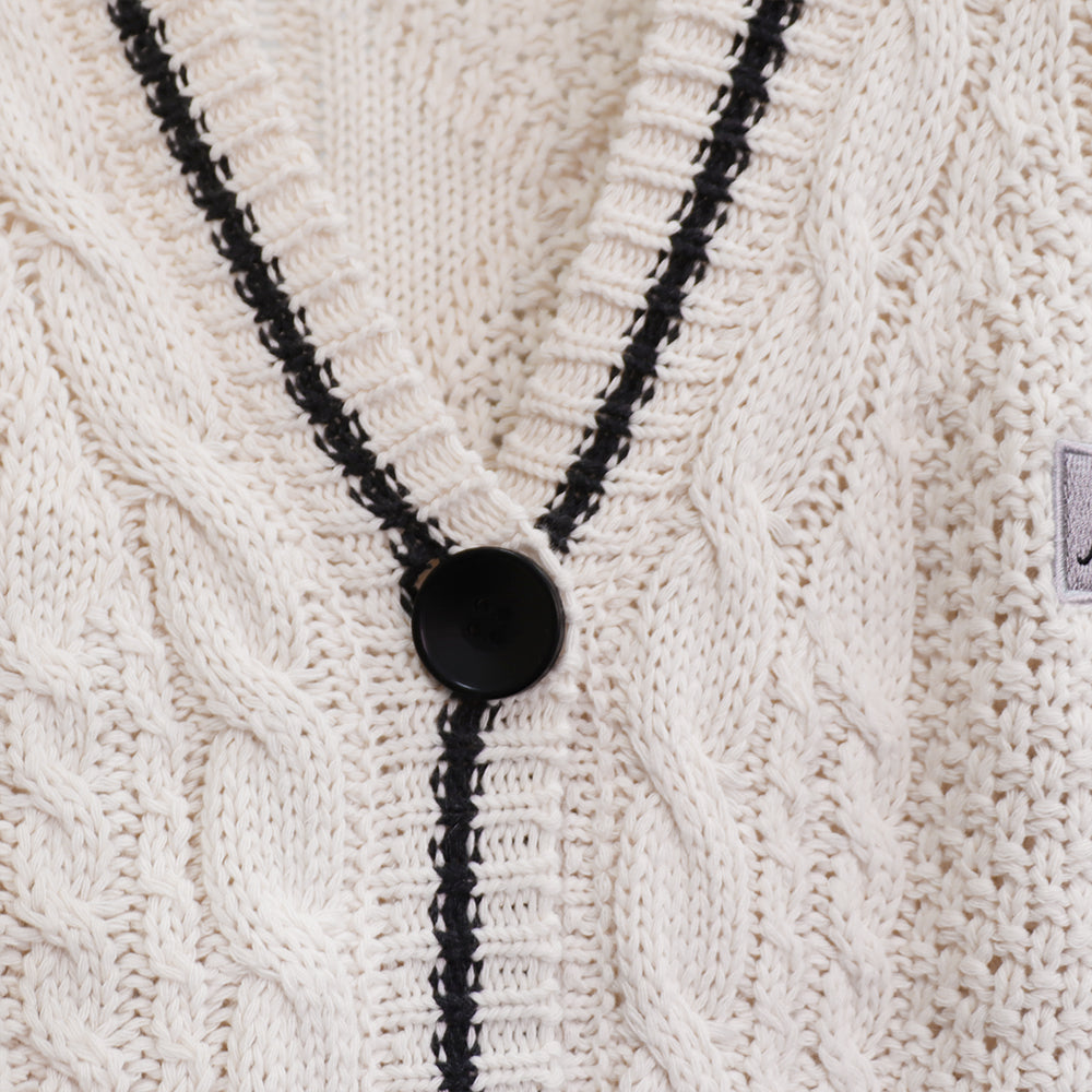 Silver Star Folklore Embroidery Knitting Cream Cardigan
