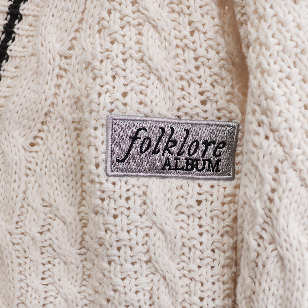 Silver Star Folklore Embroidery Knitting Cream Cardigan