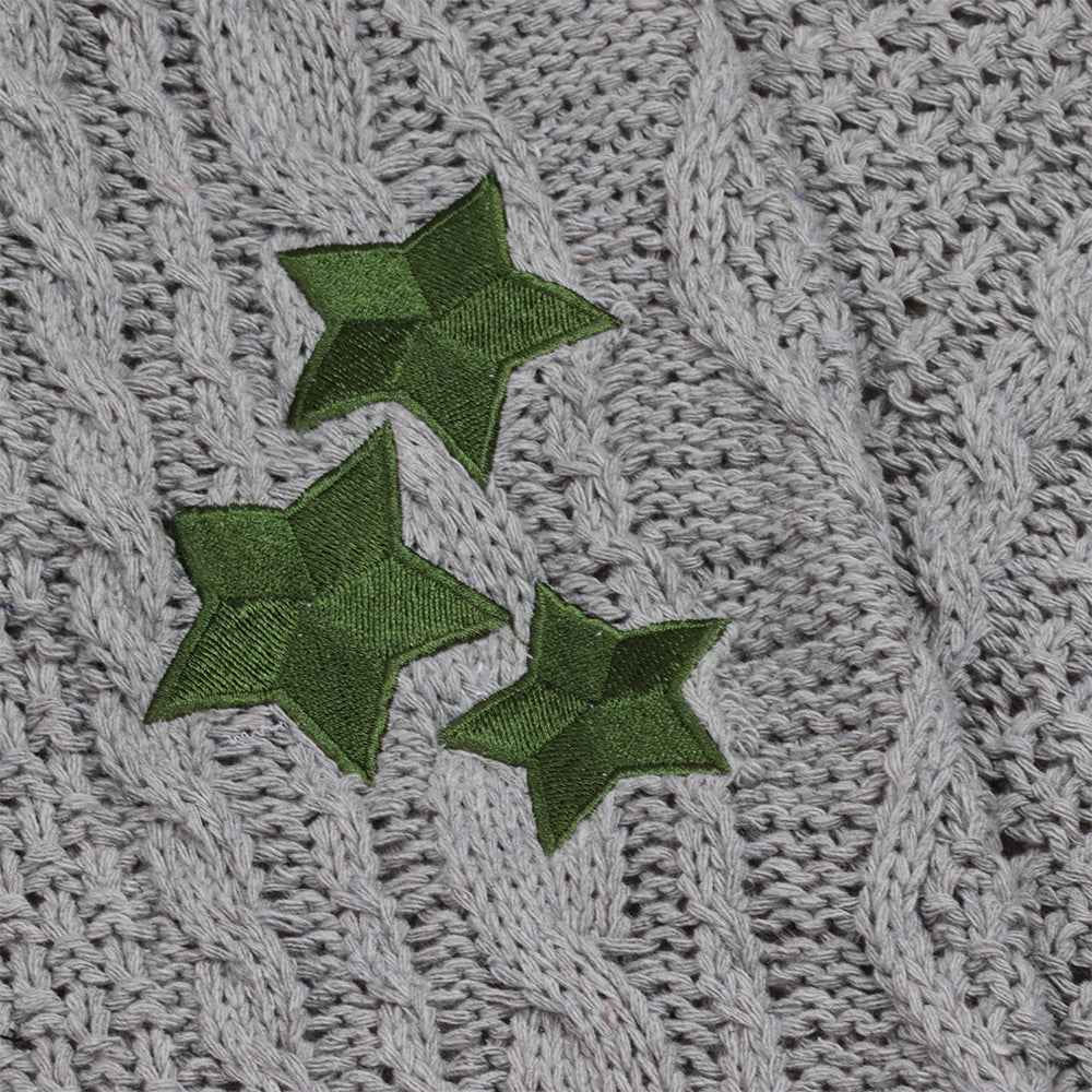 Green Star TS Embroidery Knitting Gray Cardigan