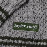 Green Star TS Embroidery Knitting Gray Cardigan
