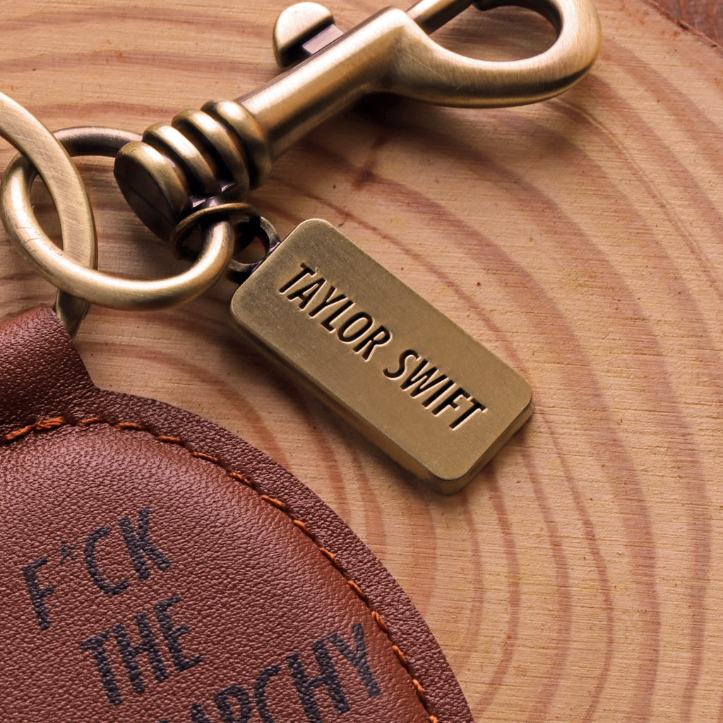 Leather Fuck The Patriarchy Keychain