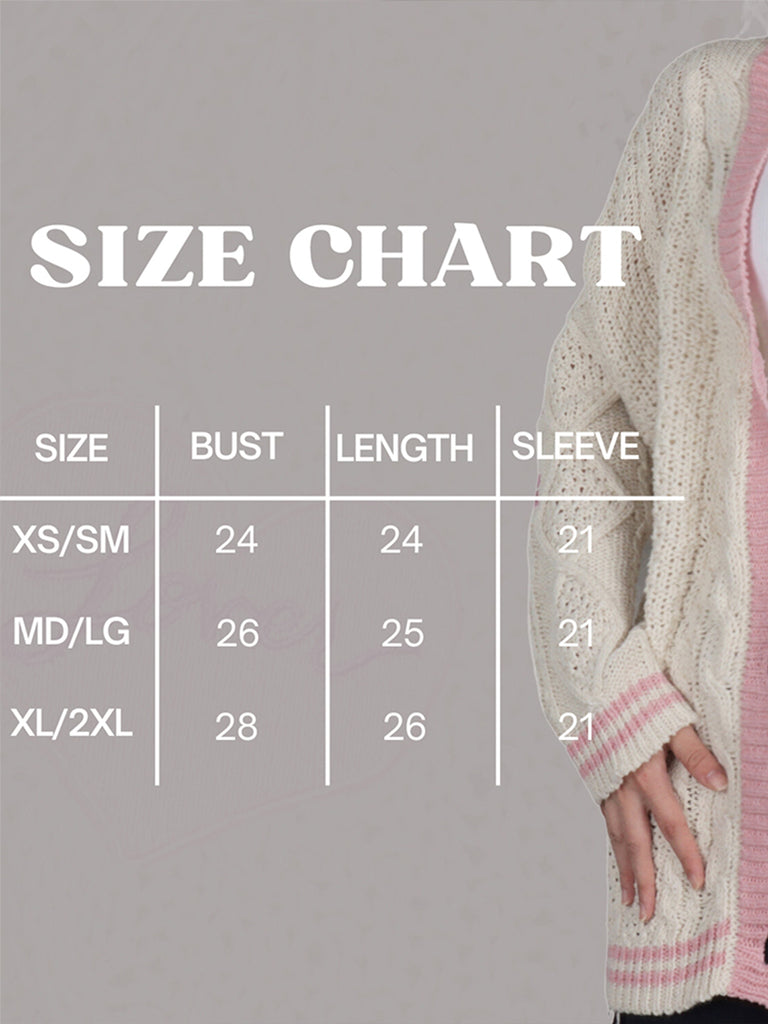 Pink Star Embroidery Knitting Cream Cardigan