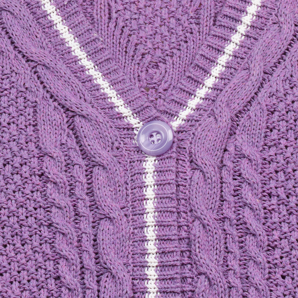 Purple Star Embroidery Knitting Cardigan