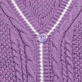 Purple Star Embroidery Knitting Cardigan