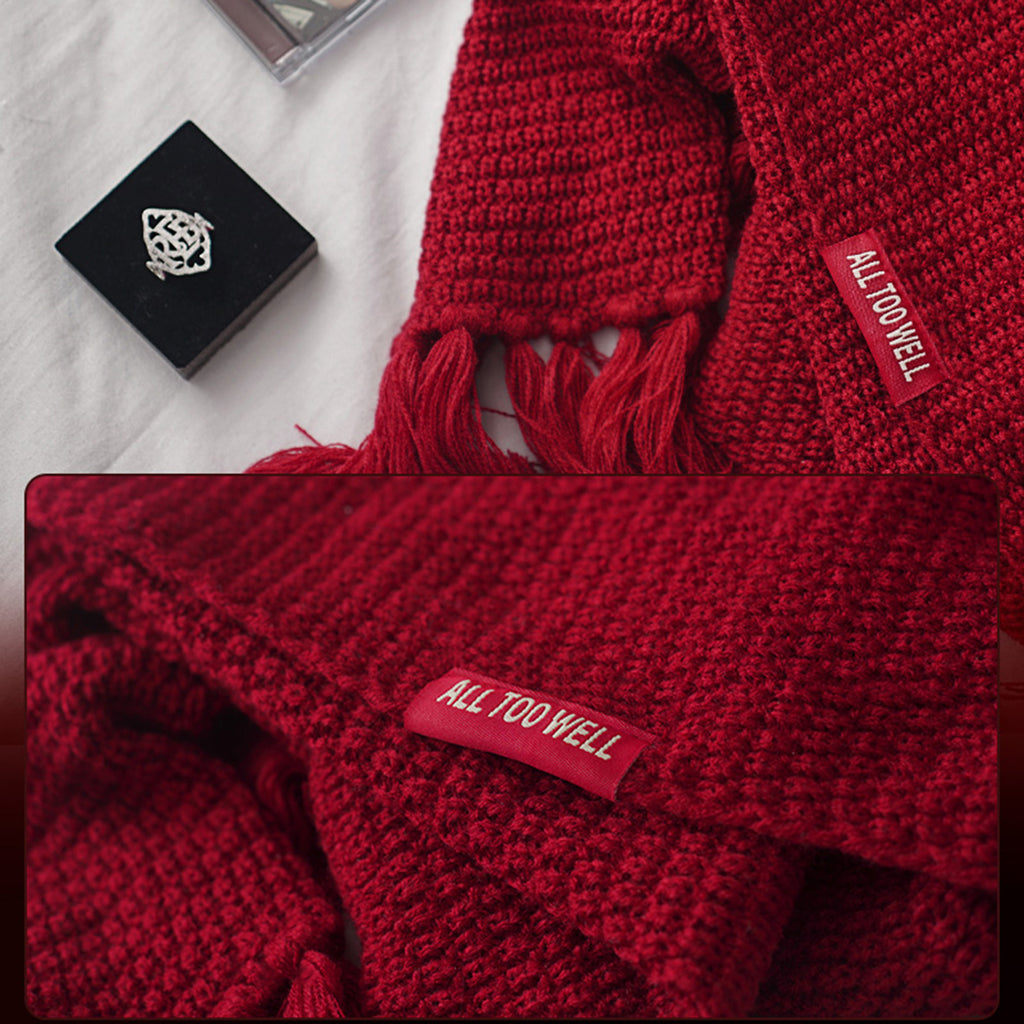 Red Inspired Tasseled Scarf