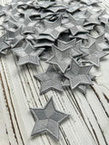 Silver Star Embroidery Patches 3pcs