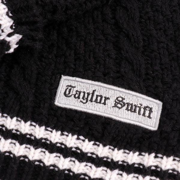 Silver Star Snake Embroidery Knitting Black Cardigan