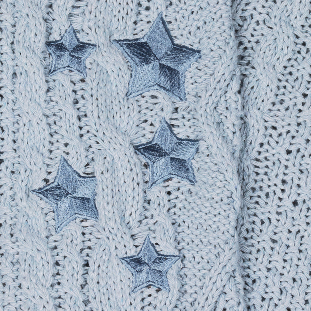 Blue Star Embroidery Knitting Cardigan