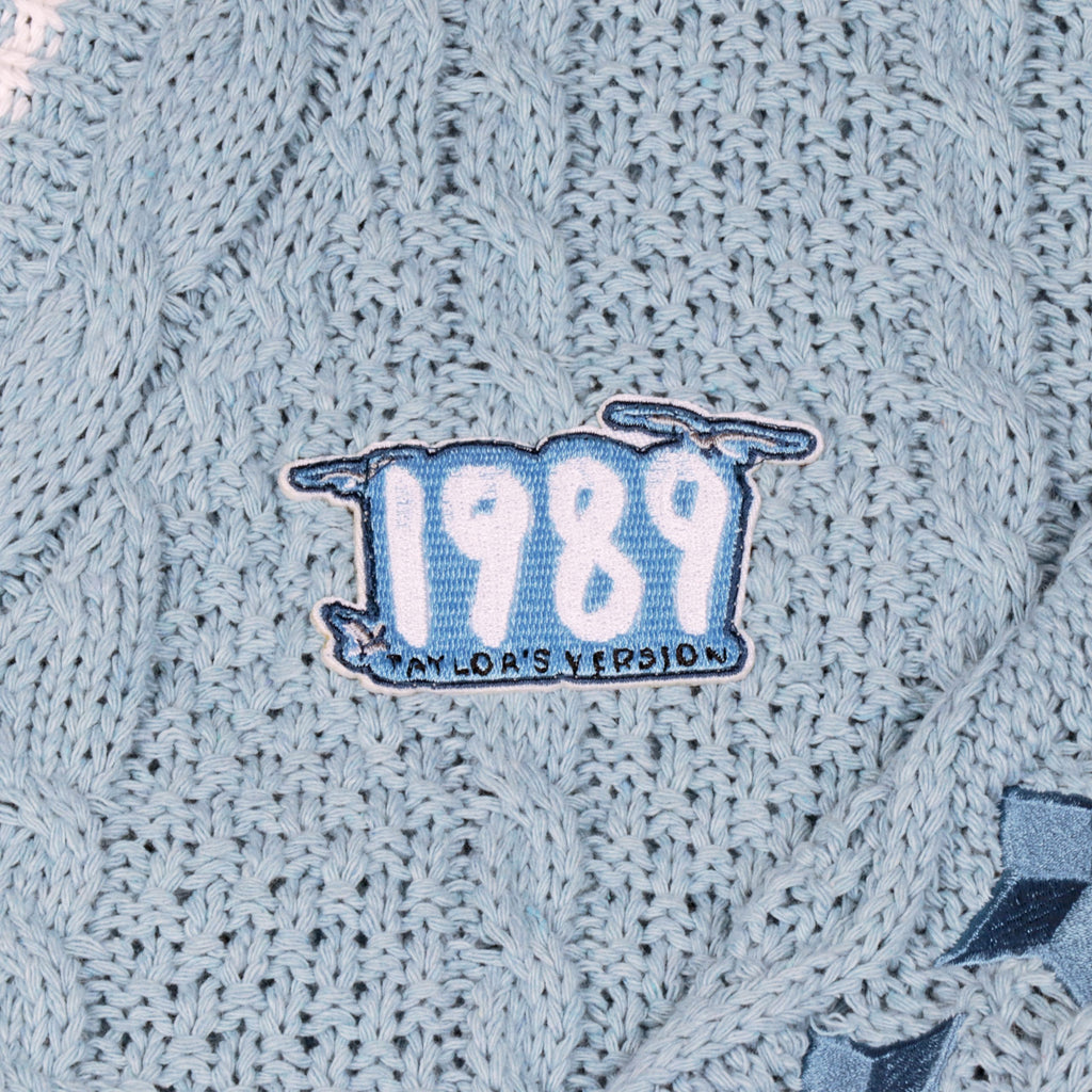 Blue Star Embroidery Knitting Cardigan