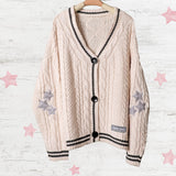 Silver Star TS Embroidery Knitting Cream Cardigan