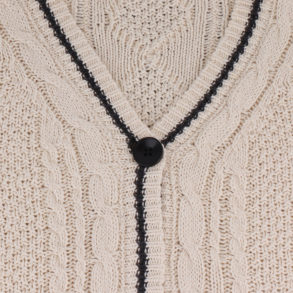 Silver Star TS Embroidery Knitting Cream Cardigan