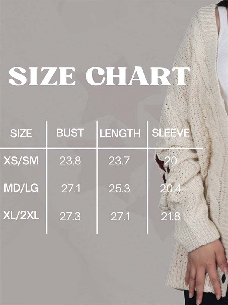 Red Star TS Embroidery Knitting White Cardigan