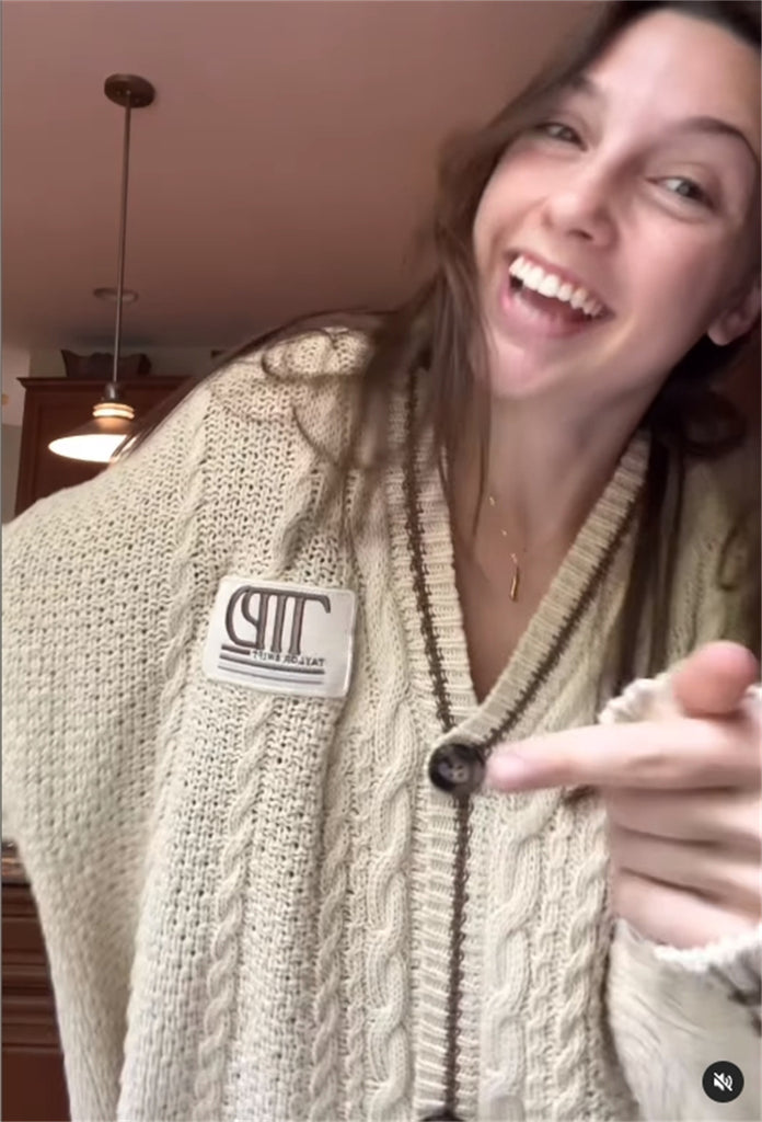 Brown Star Embroidery Knitting Beige Cardigan