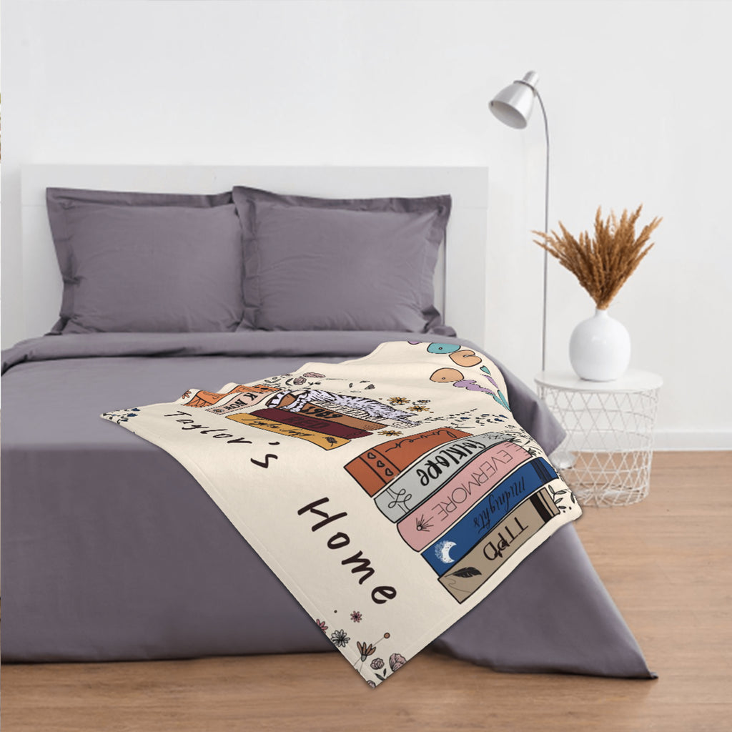 Cat with Books Blanket