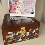 Wildflowers Print Wood Storage Box for Friendship Bracelet
