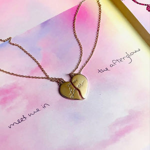 "UR MY Lover" Heart-Shaped Friendship Necklace Set
