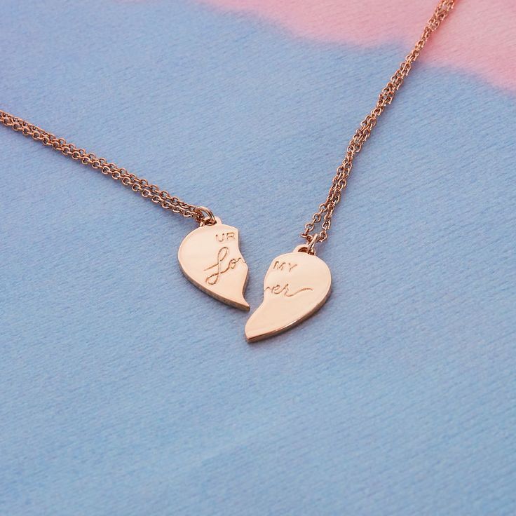 "UR MY Lover" Heart-Shaped Friendship Necklace Set