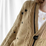 Stars Knitting Brown Cardigan