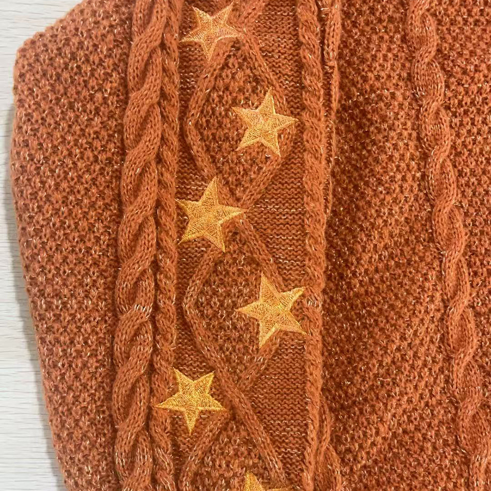Showgirls Stars Embroidery Orange Cardigan