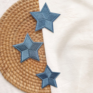 1989 Blue Star Embroidery Patches 3pcs