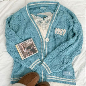 Seagull Knitting Blue Original Cardigan