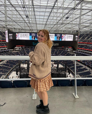 Red Star TS Embroidery Knitting Beige Original Cardigan