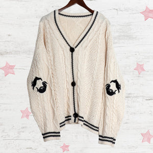 Harry Bunny Embroidery Knitting White Cardigan