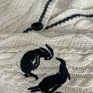 Harry Bunny Embroidery Knitting White Cardigan