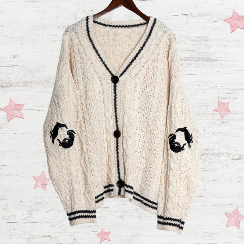 Harry Bunny Embroidery Knitting White Cardigan