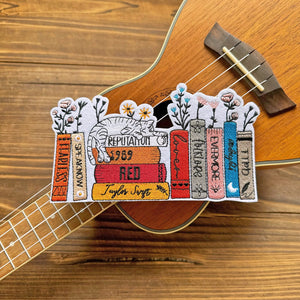 Cat with Book TOUR Inspried Embroidery Patch