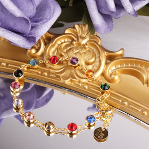 Colored Gemstones Gold Bracelet (with Box,14-21cm)