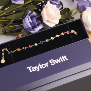 Colored Gemstones Gold Bracelet (with Box,14-21cm)