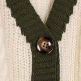 Green Ivy Embroidery Knitting White Cardigan