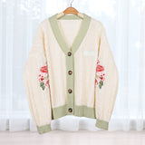Flower Ivy Evermore Embroidery Knitting White Cardigan