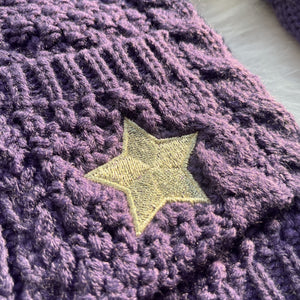 Speak Now Stars Knitting Kids Purple Cardigan