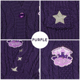 Speak Now Stars Knitting Kids Purple Cardigan